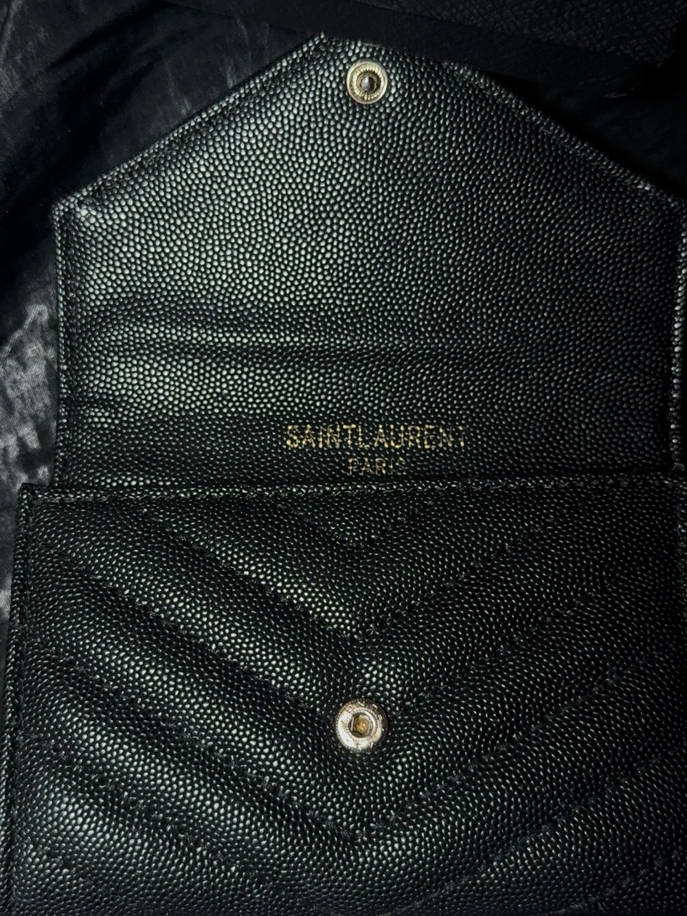 Yves Saint Laurent Black Chevron Quilted Wallet with Gold YSL Emblem - Picture 4 of 6